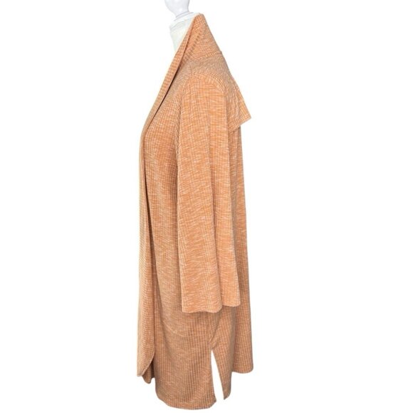 B Collection By Bobeau Women's Orange Ellen Waterfall Ribbed Cardigan Sweater‎ M - Picture 2 of 15